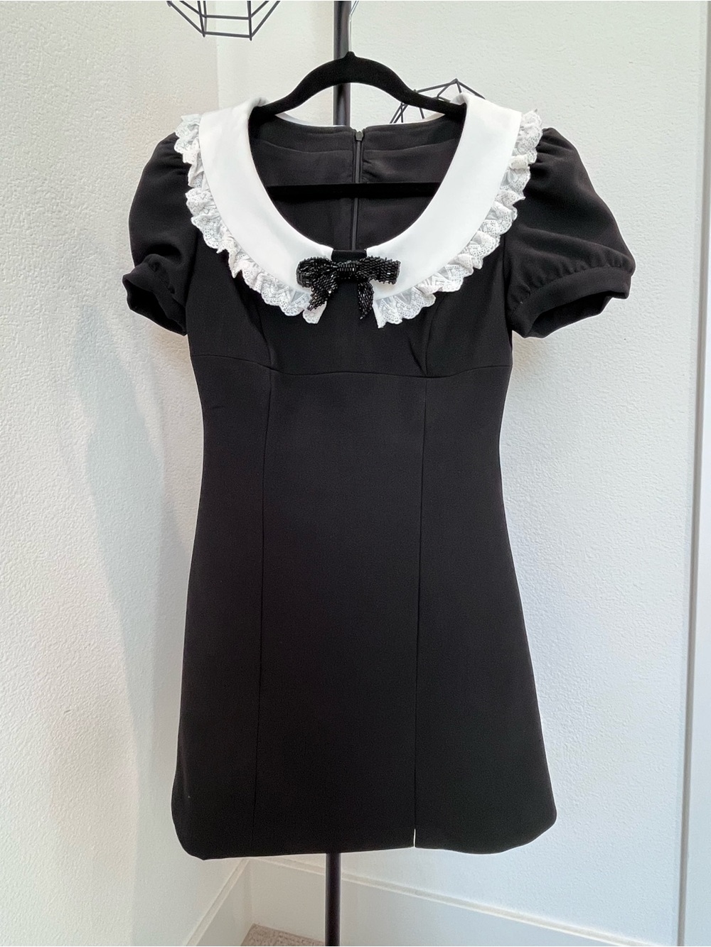 Classic Black Girls' Dress with White Peter Pan Collar